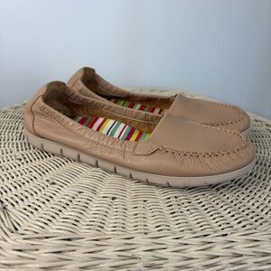 SAS Sunny Women’s Size 10.5 Shoes Latte Leather Slip on Moc Toe Comfort Loafer